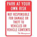 Sign,Park At Own Risk,24 x18 In