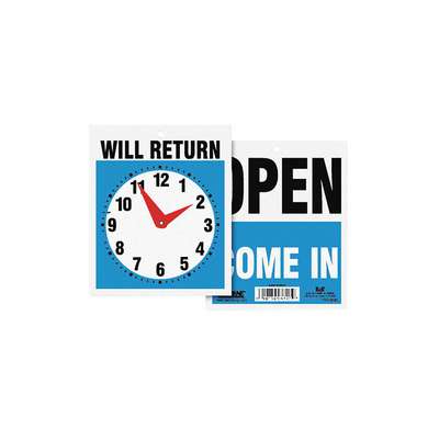 Sign, Open/Will Return Clock