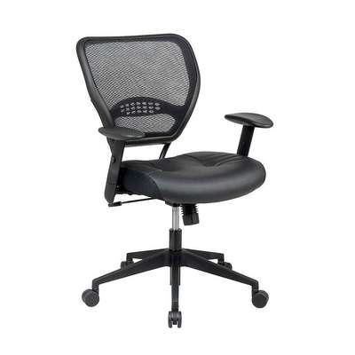 Desk Chair,Leather,Black,19-