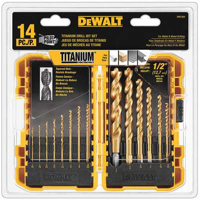 Drill Bit Set,Titanium,14 Pcs.