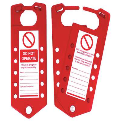 Labeled Lockout Hasp,Red,7-1/