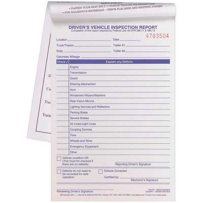 Vehicle Inspection Form,2 Ply,