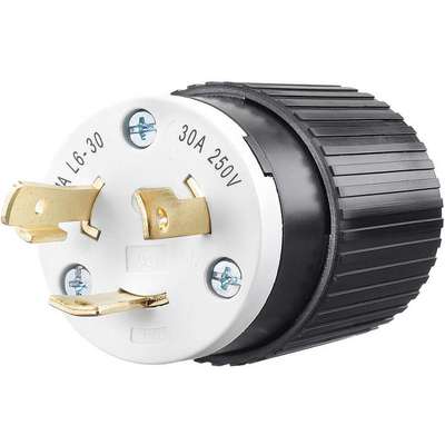 Locking Plug,Black/Wht,250VAC,