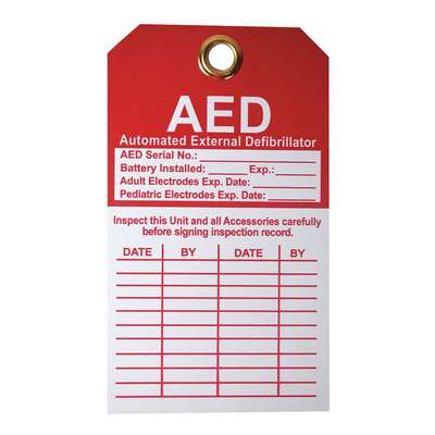 Aed Inspection Tag,5x4