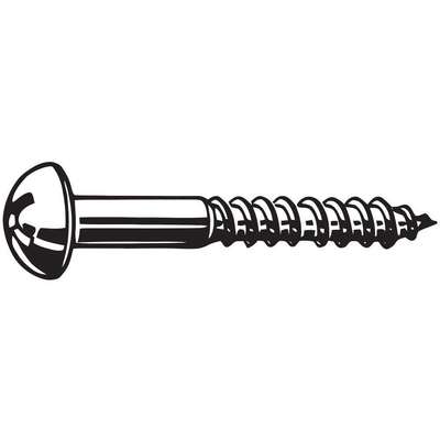 Wood Screw,Rnd,#10,1in,St,