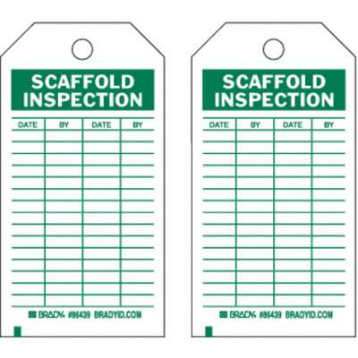 Scaffold Inspection Tag,Grn/