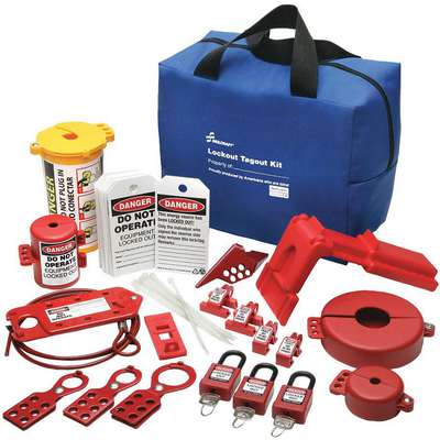 Lockout/Tagout Kit,Blue,Filled,