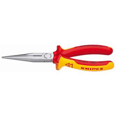 Long Nose Plier,8" L,Serrated