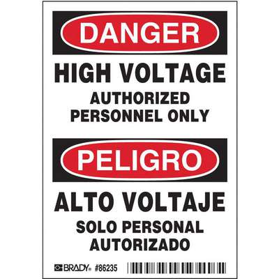 Danger/Peligro Label,5 In. H,