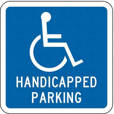 Parking Sign,18 x 18In,Wht/Bl,