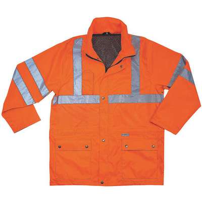 Rain Jacket, W/Hood, Orange,M