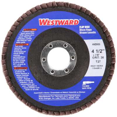 Flap Disc,4-1/2"Dia,36 Grit,