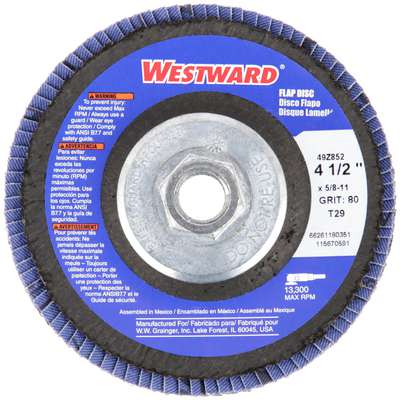 Flap Disc,4-1/2" Dia.,80 Grit,