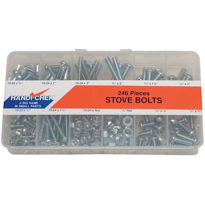 Stove Bolt Asst,Rnd,246 Pcs,12