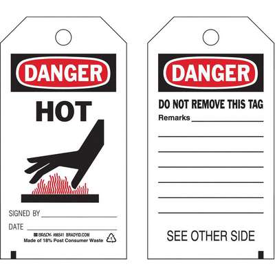 Danger Tag,5-3/4 x 3 In,Hot,3/