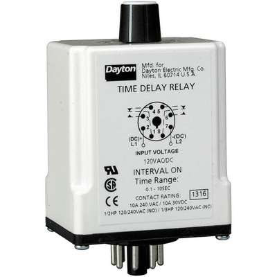 Time Delay Relay,120VAC/Dc,10A,