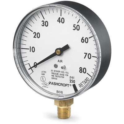 Pressure Gauge,3-1/2" 80PSI