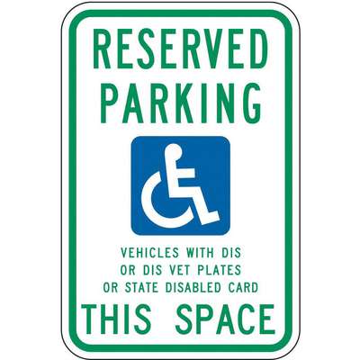 Parking Sign,18 x 12In,Grn And