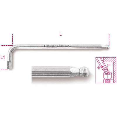 Ball End Hex Key,Tip Size 7/32