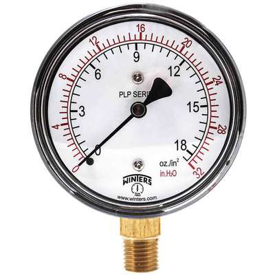 Low Pressure Gauge,Bottom,0 To