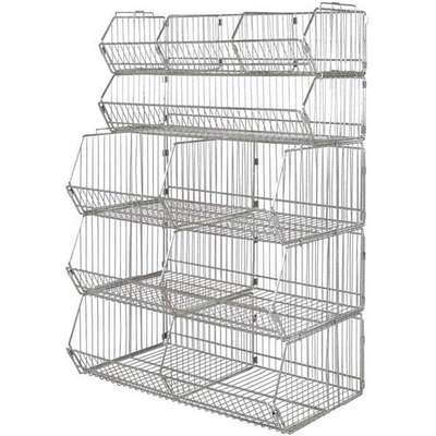 Stacking Basket,9 In. H,Steel