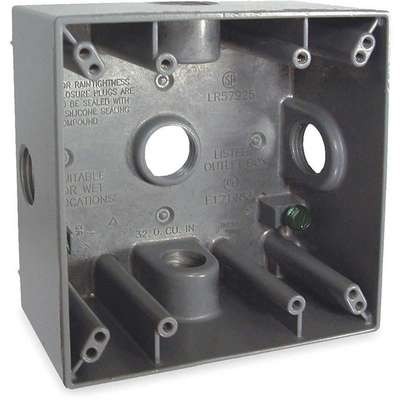 Weatherproof Box,3/4 In Hub,5