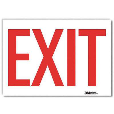 Exit Sign,10x7 In.,Red/White,