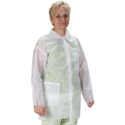 Lab Coat, Lrg, Wht, Poly, PK25