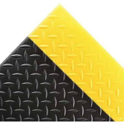 Antifatigue Mat,Black,Yllwbrdr,