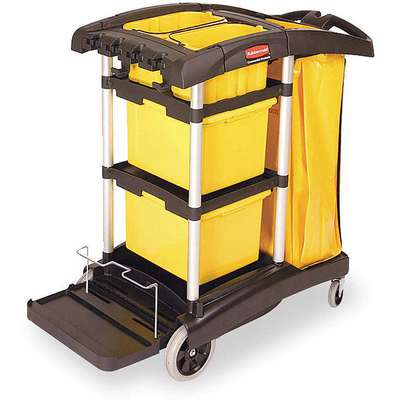 Microfiber Janitor Cart,Black,