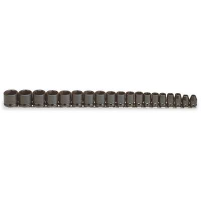 Impact Socket Set,3/8 Dr,6 Pt,