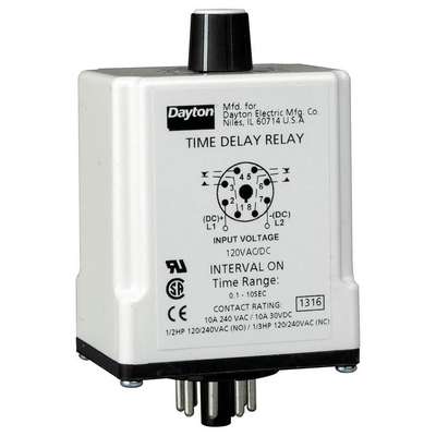 Time Delay Relay,120VAC/Dc,10A,