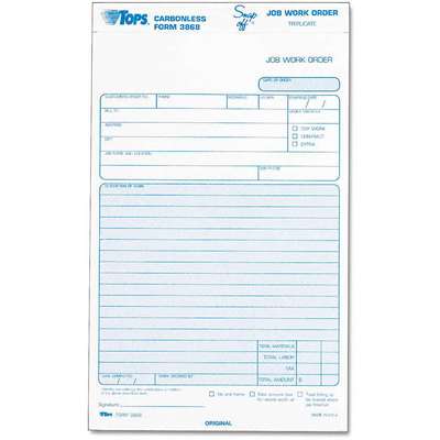 Job Work Order Form,5-1/2 x 8-