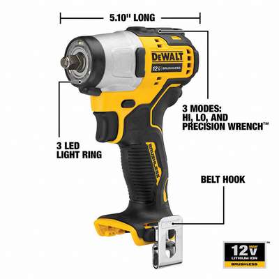 931748 7 Dewalt Impact Wrench 3 8 in Square Drive Size 125 ft lb