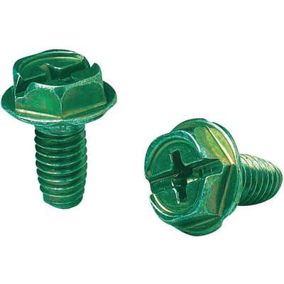 Ground Screw,10-32,Green,Pk100