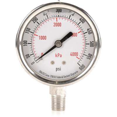 Pressure Gauge 2-1/2" 600 PSI