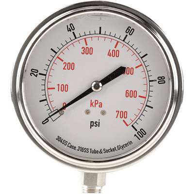 Pressure Gauge,Liquid Filled,3-