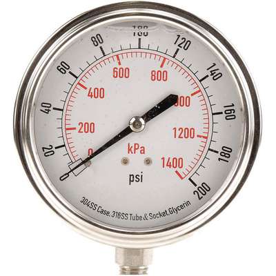 Gauge,Pressure,3-1/2",200PSI