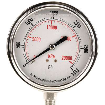 Pressure Gauge,Liquid Filled,3-