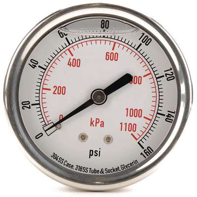 Pressure Gauge,Liquid Filled,2-