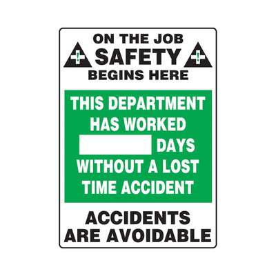 Lost Time Accident Sign,Plstic