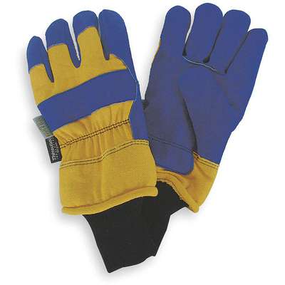 Leather Palm Glove, Lrg,Yel/Bl