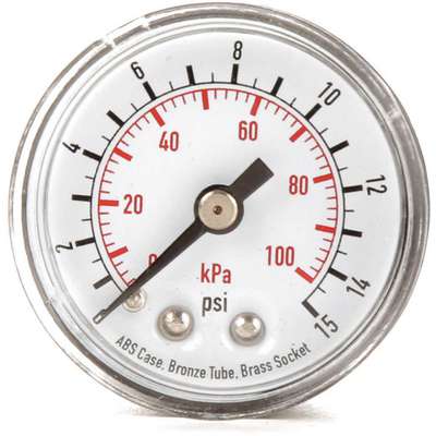 Pressure Gauge,0 To 15 PSI,0