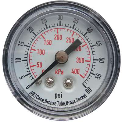 Pressure Gauge,0 To 60 PSI,0