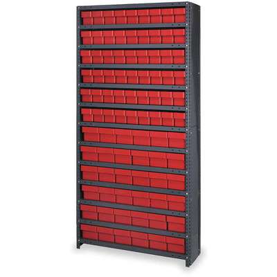 Enclosed Bin Shelving,75" H,90