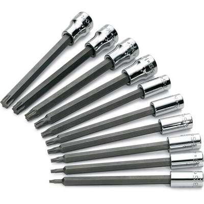 Socket Bit Set,1/4 In. Dr,10