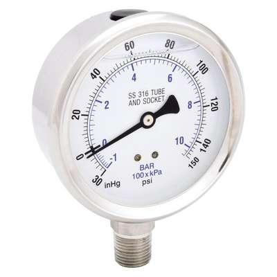 Compound Gauge,30 In. Hg Vac