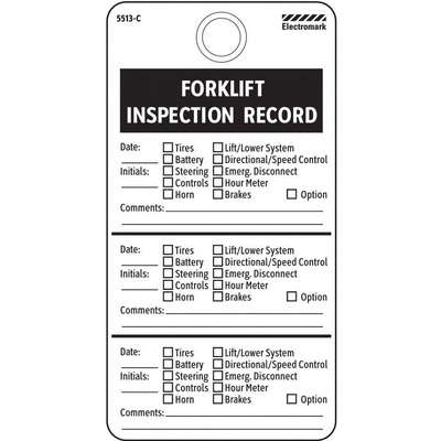 Inspection Tag,Forklift,5x3,