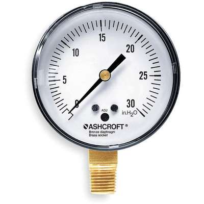 Pressure Gauge,0 To 30H2O,2-1/