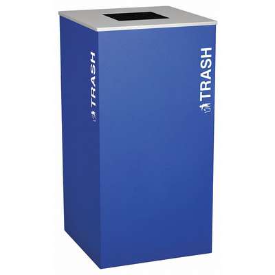 Trash Can,Square,36 Gal.,Blue